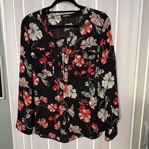 EUC Express Black Floral Blouse